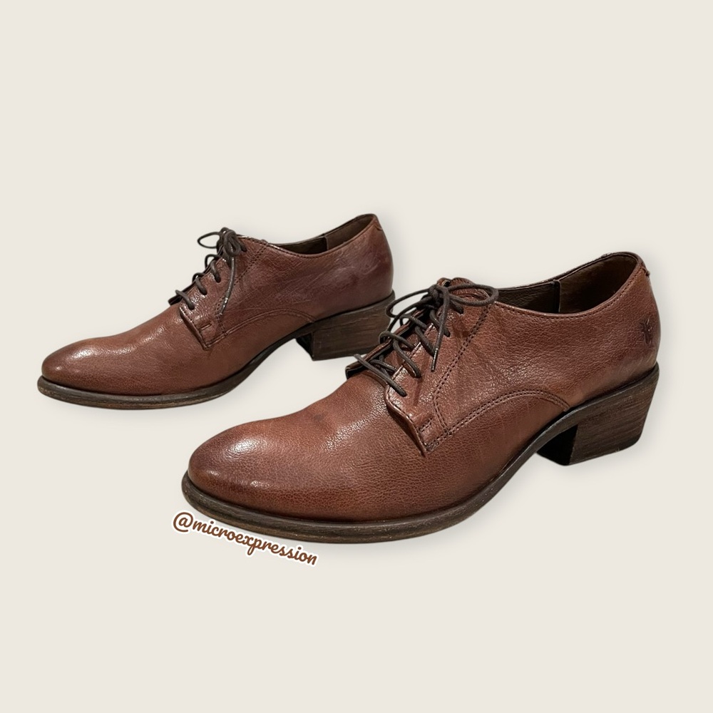 $369 Frye Carson Lace-Up Cognac Brown Leather LaceUp Oxford Academia Ankle Boot - Picture 15 of 16